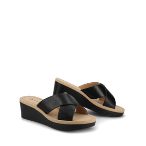 Biara Platform Wedge Sandals - Black