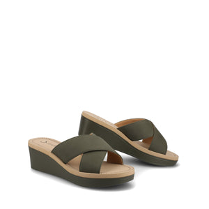 Biara Platform Wedge Sandals - Olive