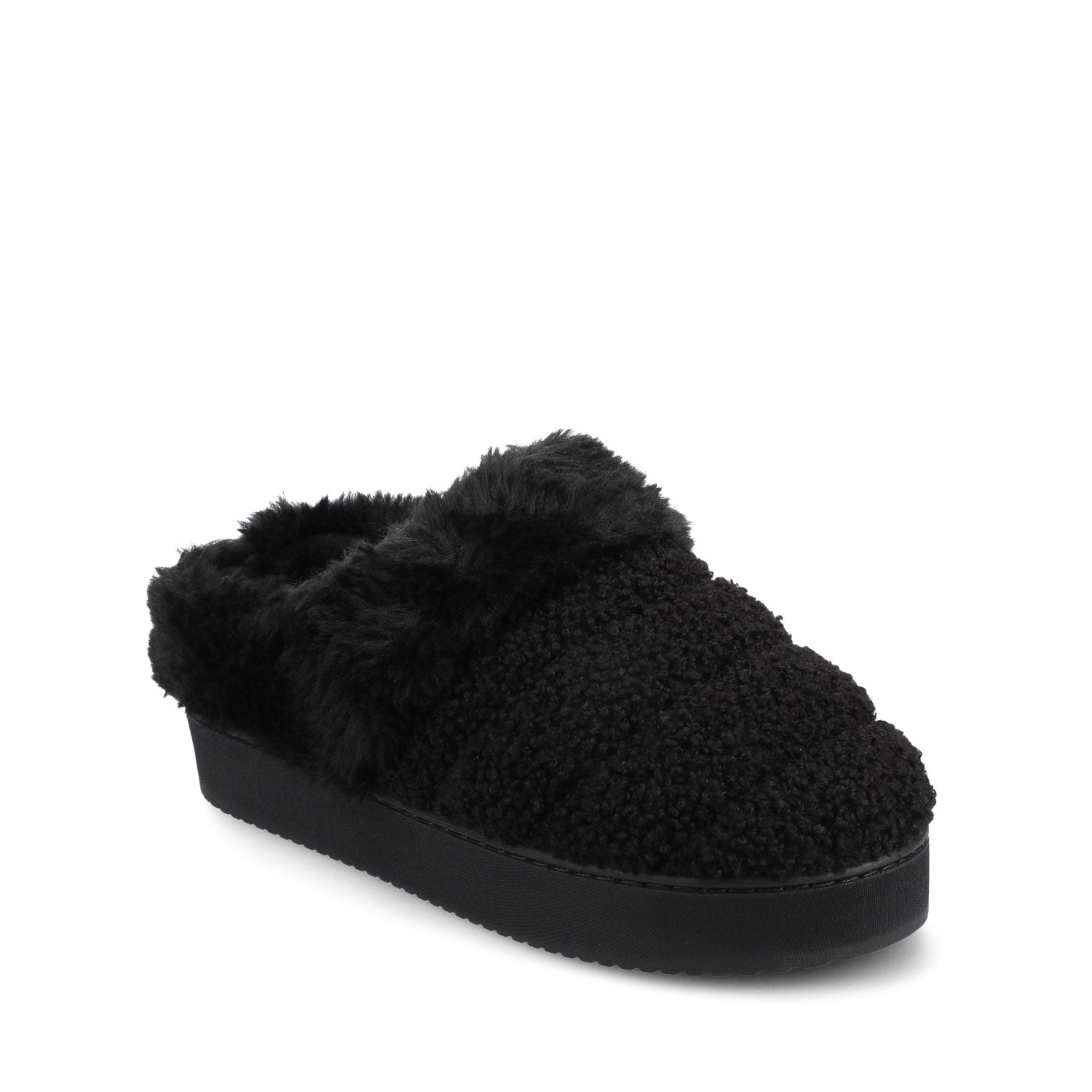 BLAIR SLIPPERS IN FAUX SUEDE - Black Shearling
