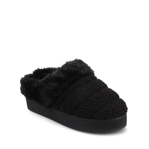 BLAIR SLIPPERS IN FAUX SUEDE - Black Shearling