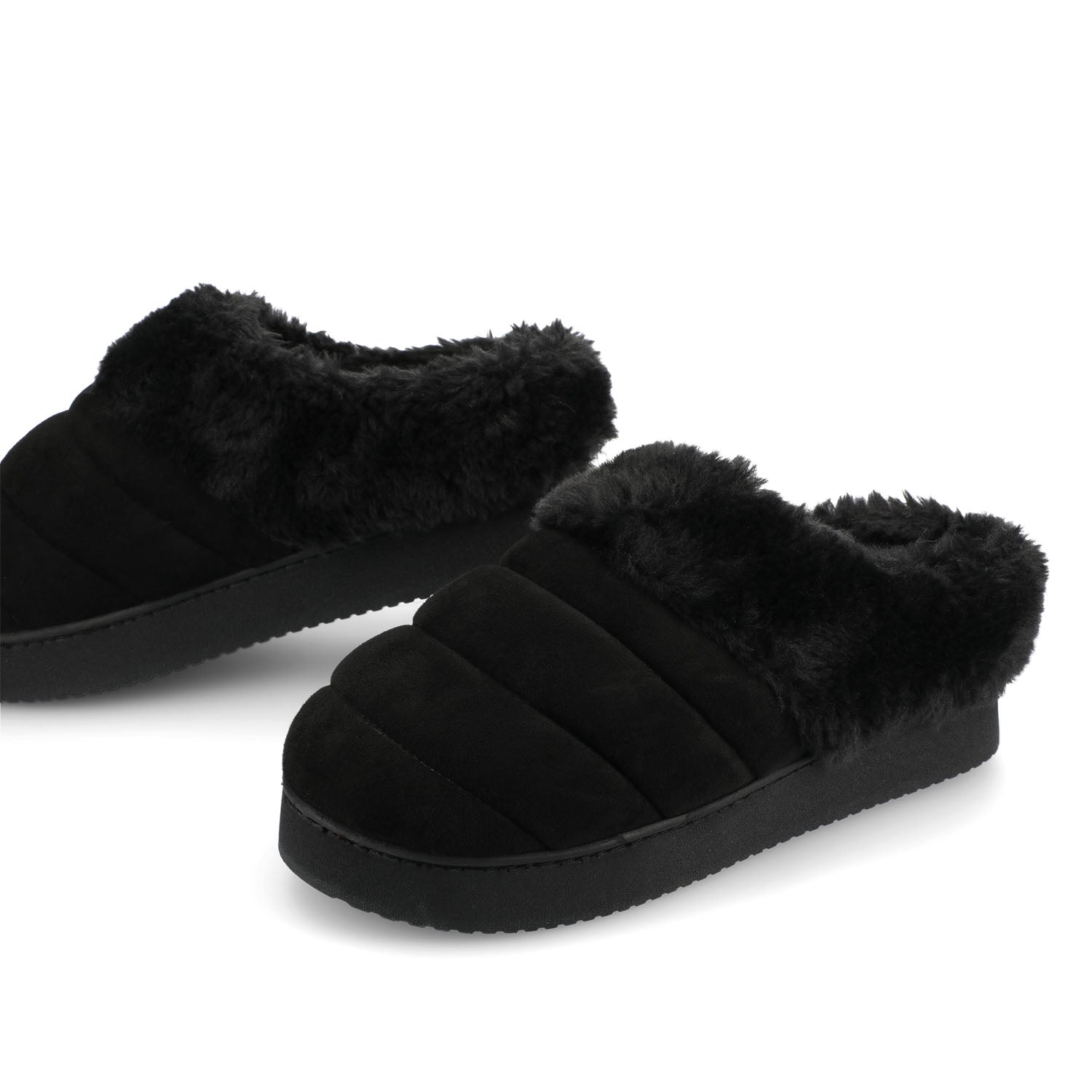 BLAIR SLIPPERS IN FAUX SUEDE - Black Faux Suede