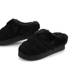BLAIR SLIPPERS IN FAUX SUEDE - Black Faux Suede