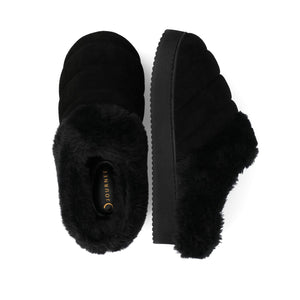 BLAIR SLIPPERS IN FAUX SUEDE - Black Faux Suede
