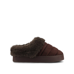 BLAIR SLIPPERS IN FAUX SUEDE - Brown Faux Suede