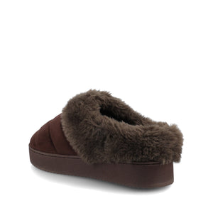 BLAIR SLIPPERS IN FAUX SUEDE - Brown Faux Suede