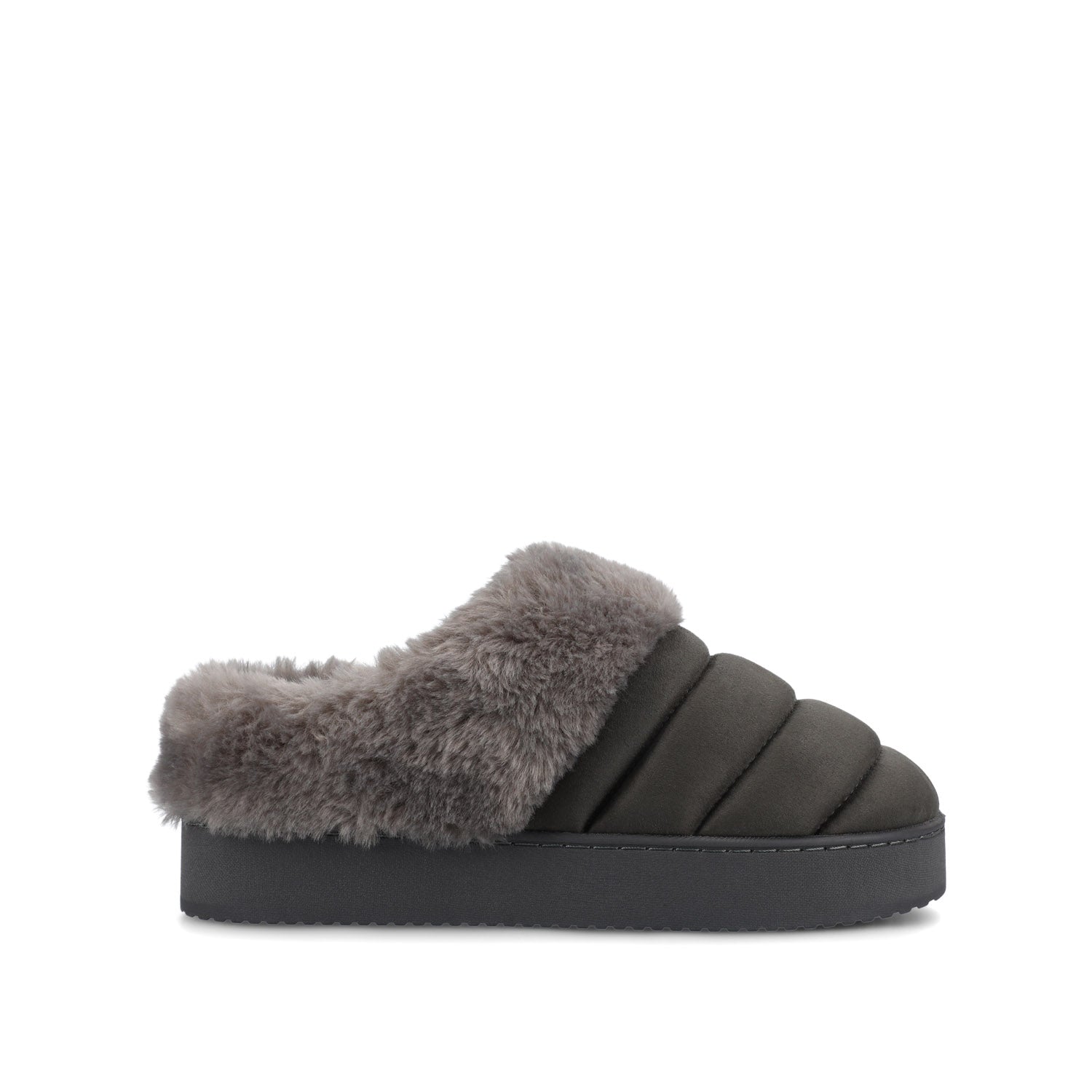 BLAIR SLIPPERS IN FAUX SUEDE - Charcoal Faux Suede