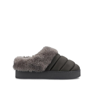 BLAIR SLIPPERS IN FAUX SUEDE - Charcoal Faux Suede