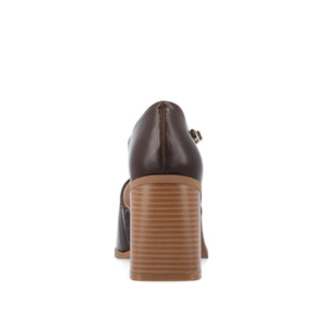 BOBBY LOAFER BLOCK HEELS IN VEGAN LEATHER - Brown