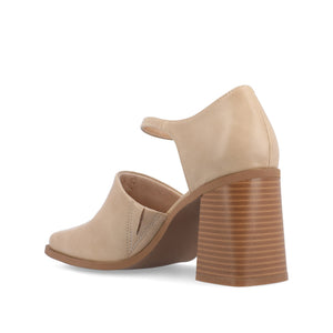 BOBBY LOAFER BLOCK HEELS IN VEGAN LEATHER - Tan