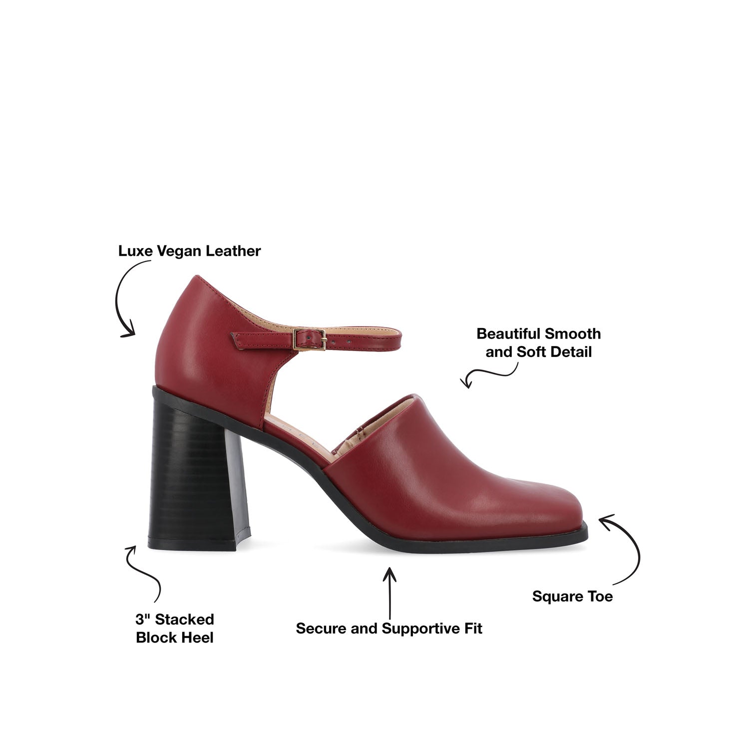 BOBBY LOAFER BLOCK HEELS IN VEGAN LEATHER - Red