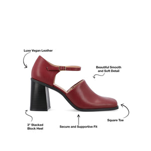 BOBBY LOAFER BLOCK HEELS IN VEGAN LEATHER - Red