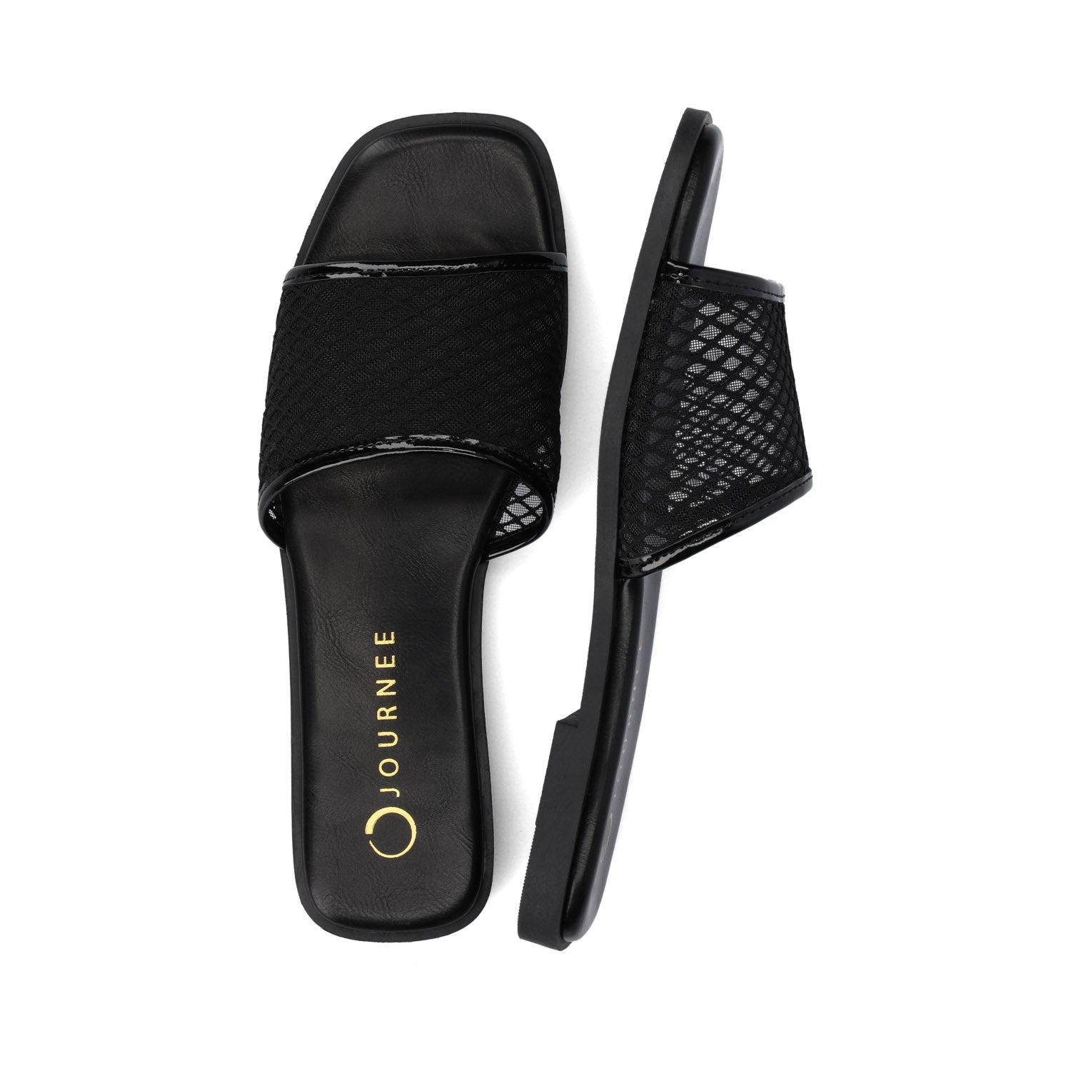 BRECKLEY SLIDE SANDALS IN MESH - Black Mesh