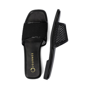 BRECKLEY SLIDE SANDALS IN MESH - Black Mesh