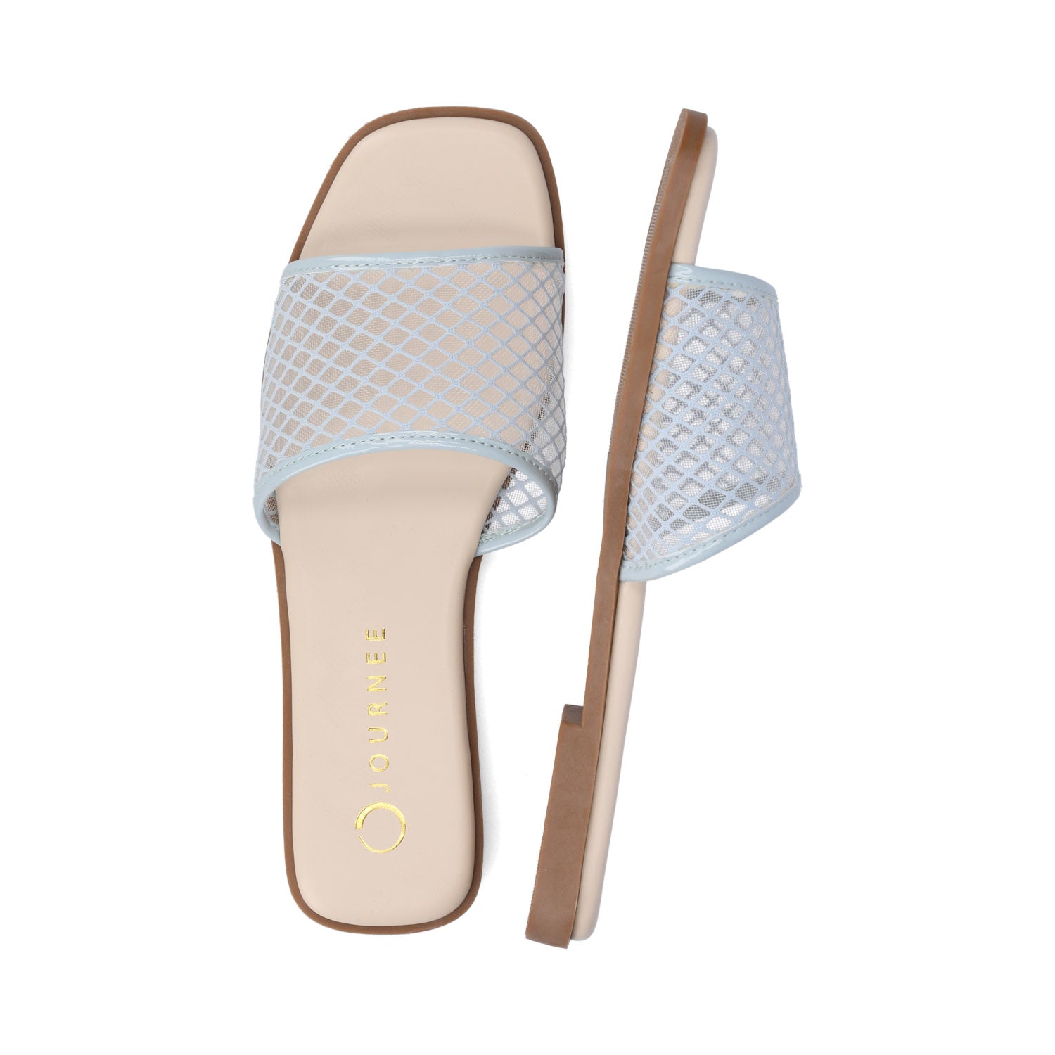 BRECKLEY SLIDE SANDALS IN MESH - Light Blue Mesh