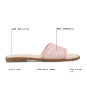 BRECKLEY SLIDE SANDALS IN MESH - Pink Mesh