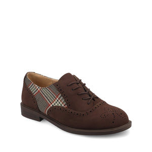 BRIA OXFORD SHOES - Cream Chocolate Plaid