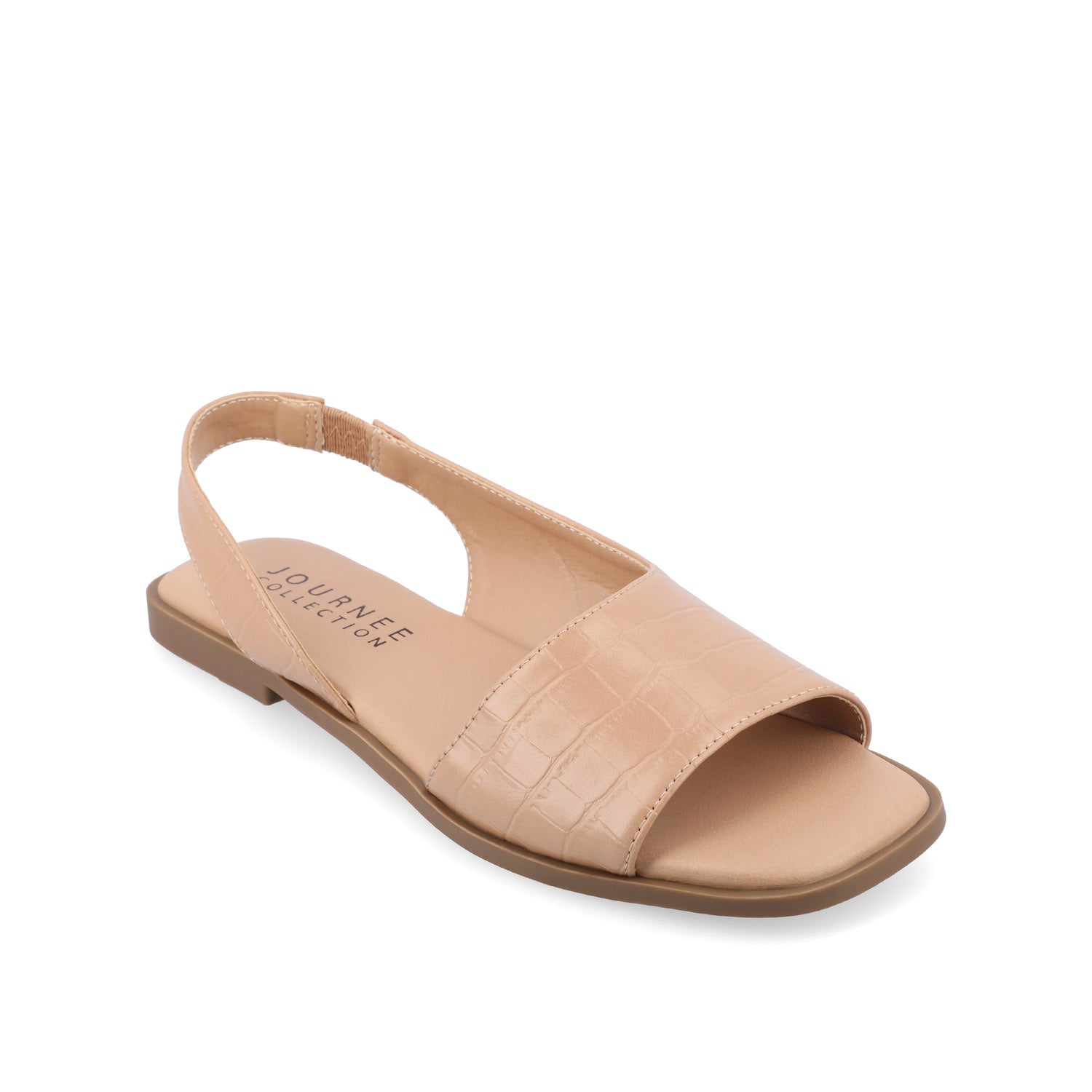 BRINSLEY CUTOUT SANDALS IN CROCO - Tan Croco