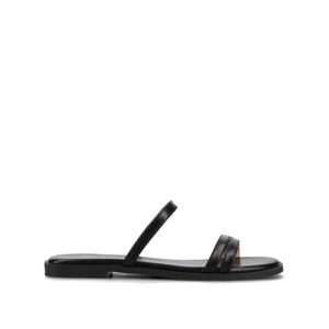 BRISA SLIDE SANDALS IN VEGAN LEATHER - Black PU