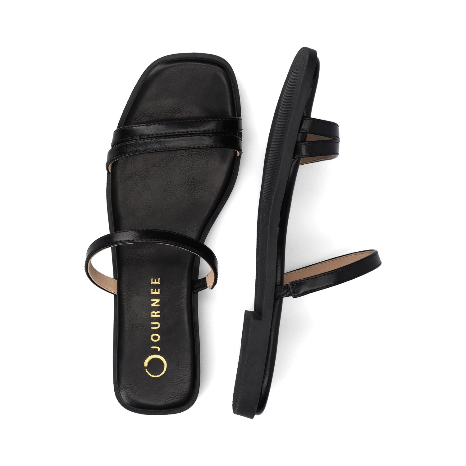 BRISA SLIDE SANDALS IN VEGAN LEATHER - Black PU