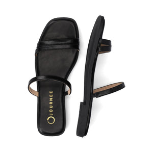 BRISA SLIDE SANDALS IN VEGAN LEATHER - Black PU