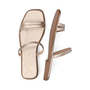 BRISA SLIDE SANDALS IN VEGAN LEATHER - Gold PU