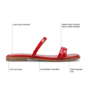 BRISA SLIDE SANDALS IN VEGAN LEATHER - Red Patent