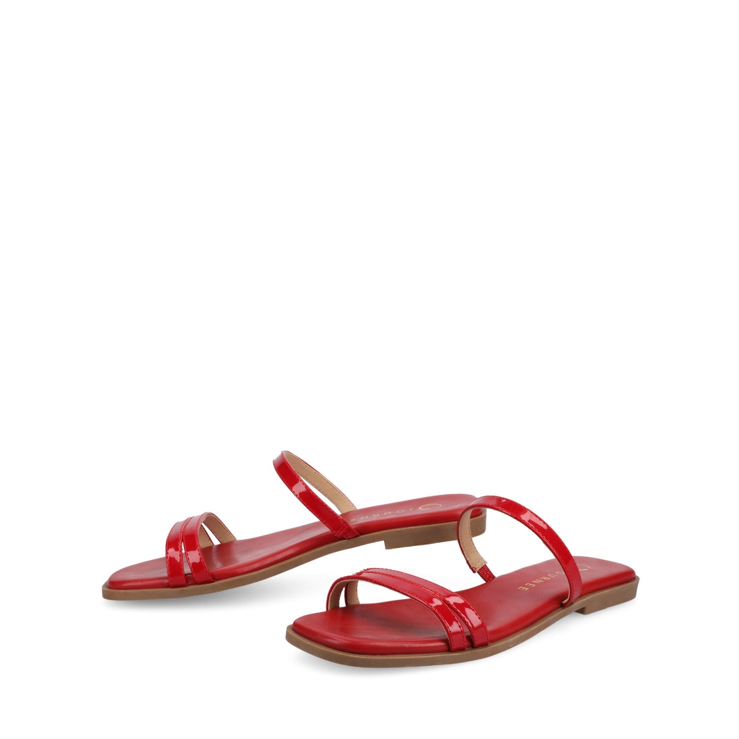 BRISA SLIDE SANDALS IN VEGAN LEATHER - Red Patent