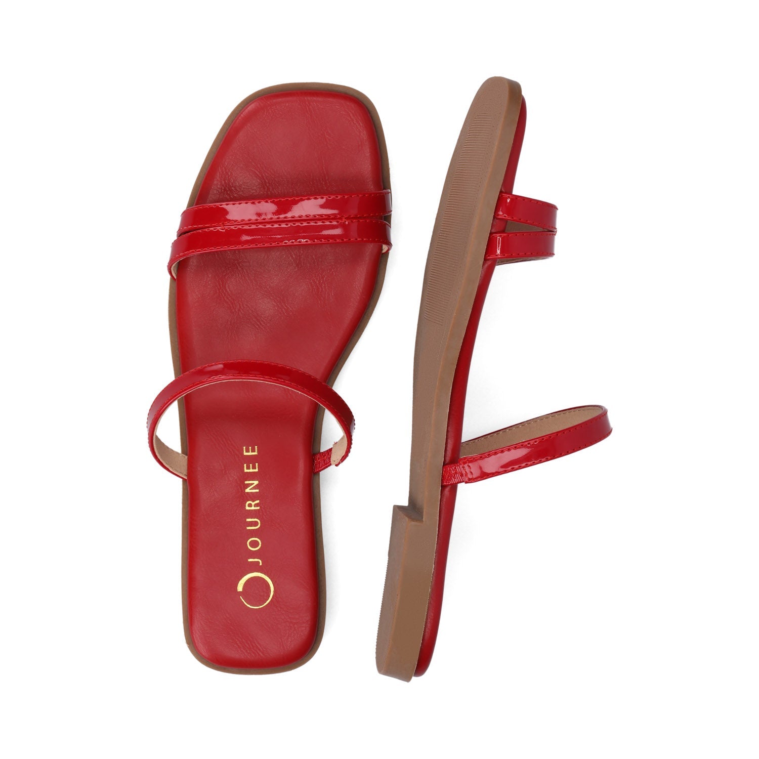 BRISA SLIDE SANDALS IN VEGAN LEATHER - Red Patent