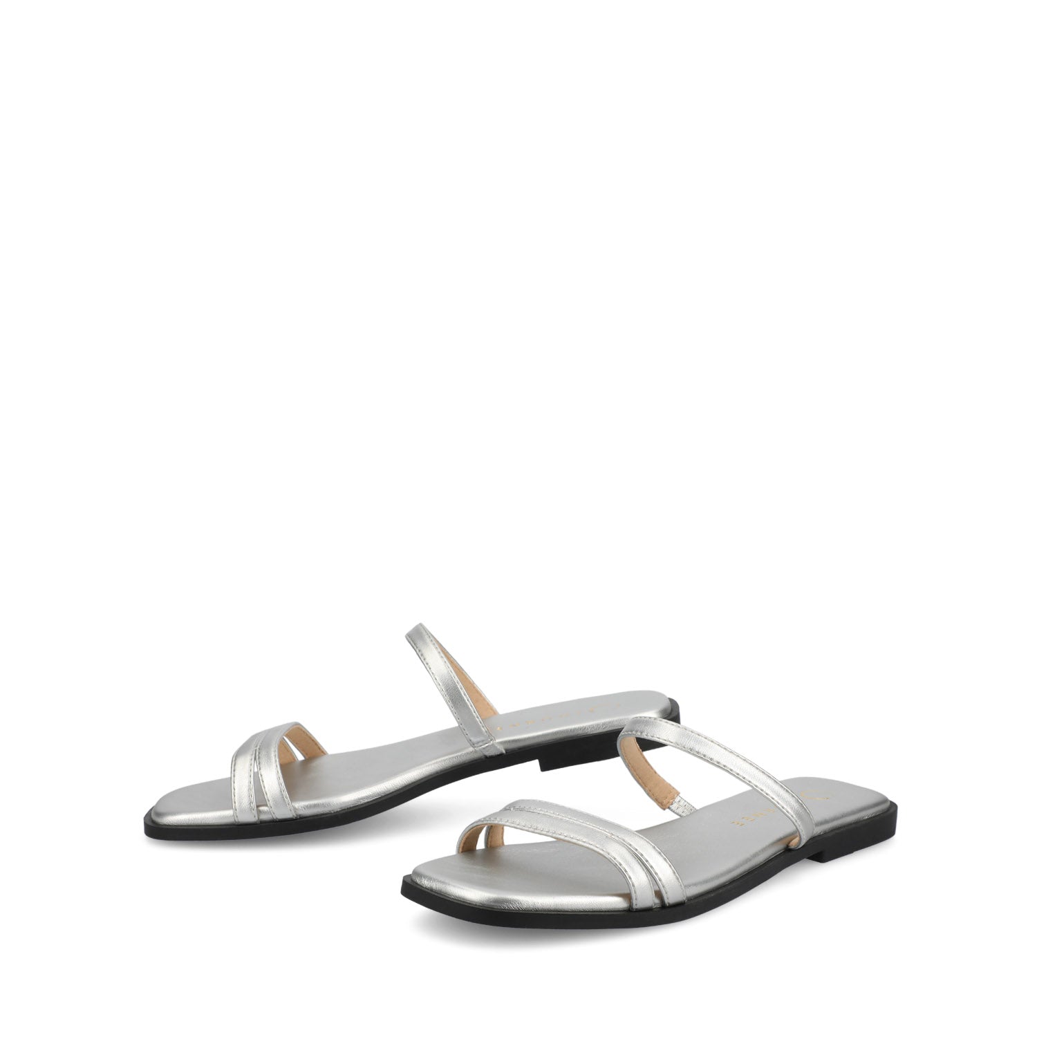 BRISA SLIDE SANDALS IN VEGAN LEATHER - Silver PU