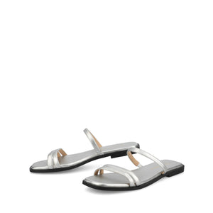 BRISA SLIDE SANDALS IN VEGAN LEATHER - Silver PU