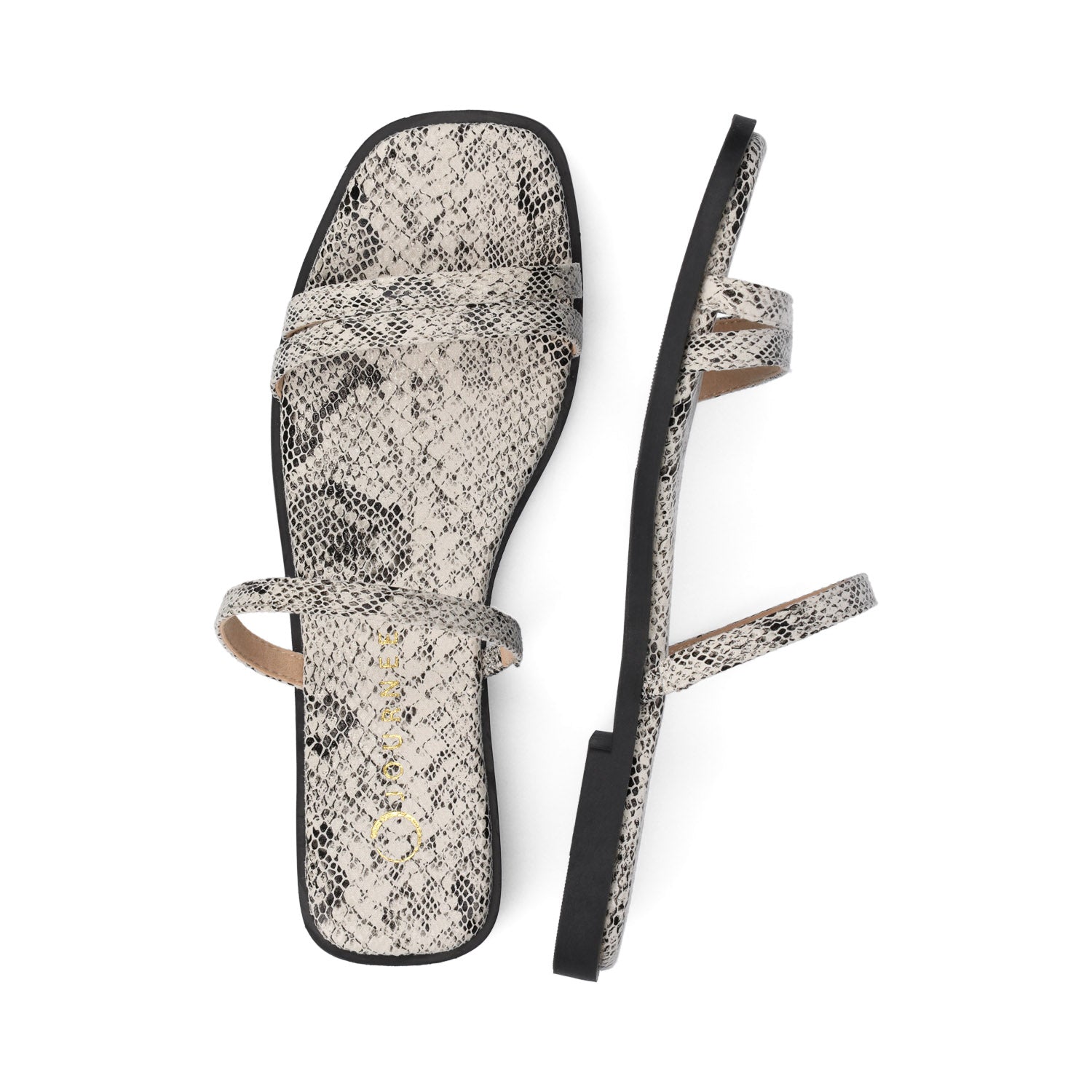 BRISA SLIDE SANDALS IN VEGAN LEATHER - Snake