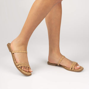 BRISA SLIDE SANDALS IN VEGAN LEATHER - Gold PU