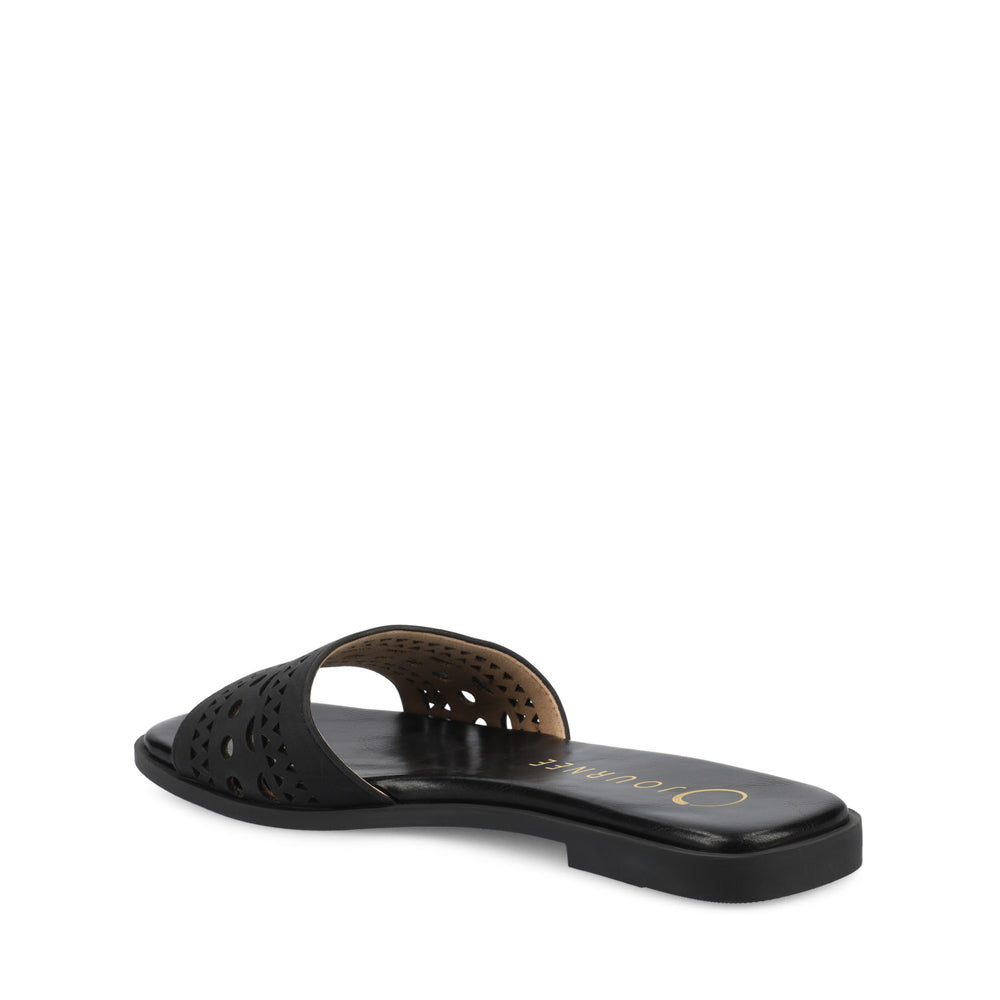 BRODIE SLIDE SANDALS IN FAUX LEATHER