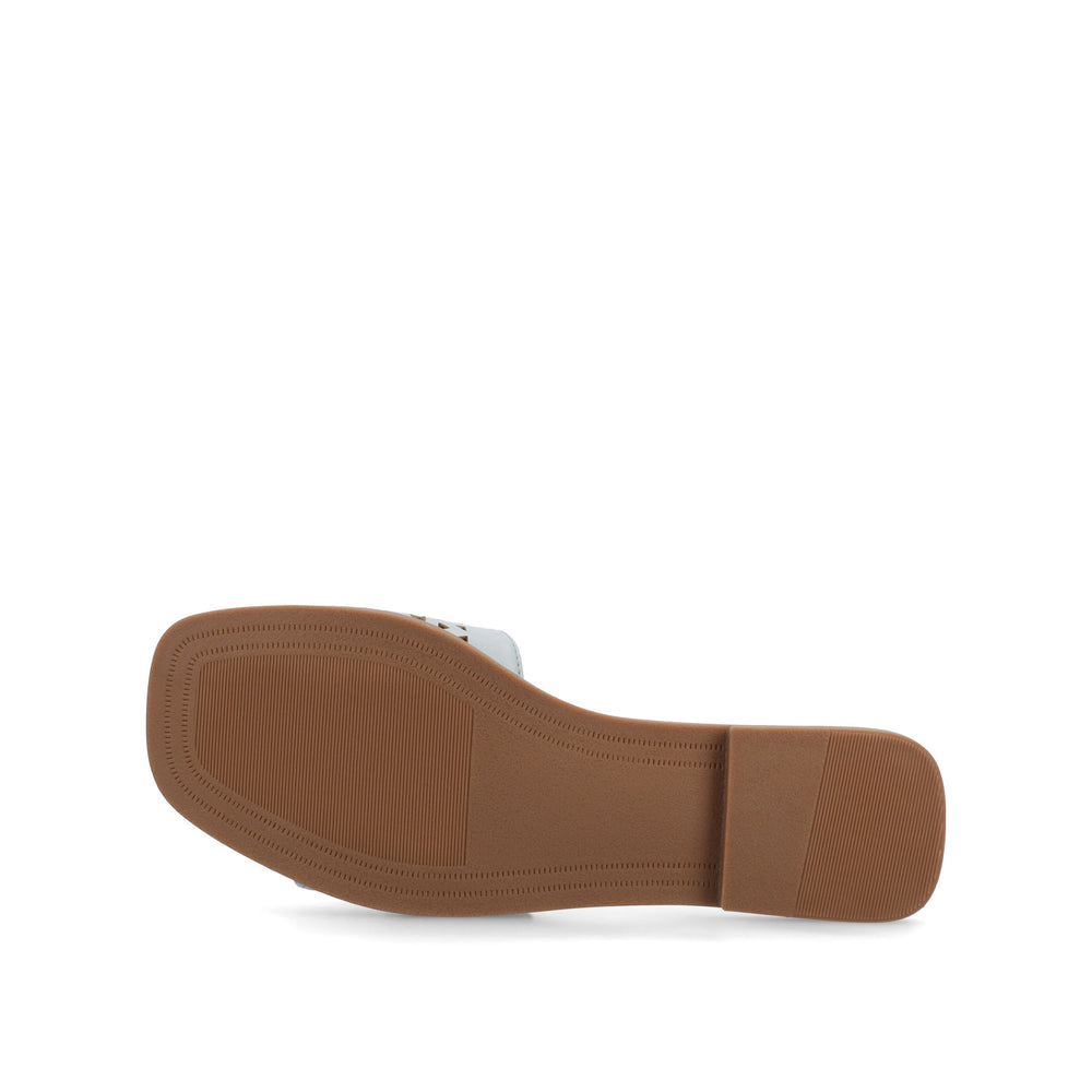 BRODIE SLIDE SANDALS IN FAUX LEATHER