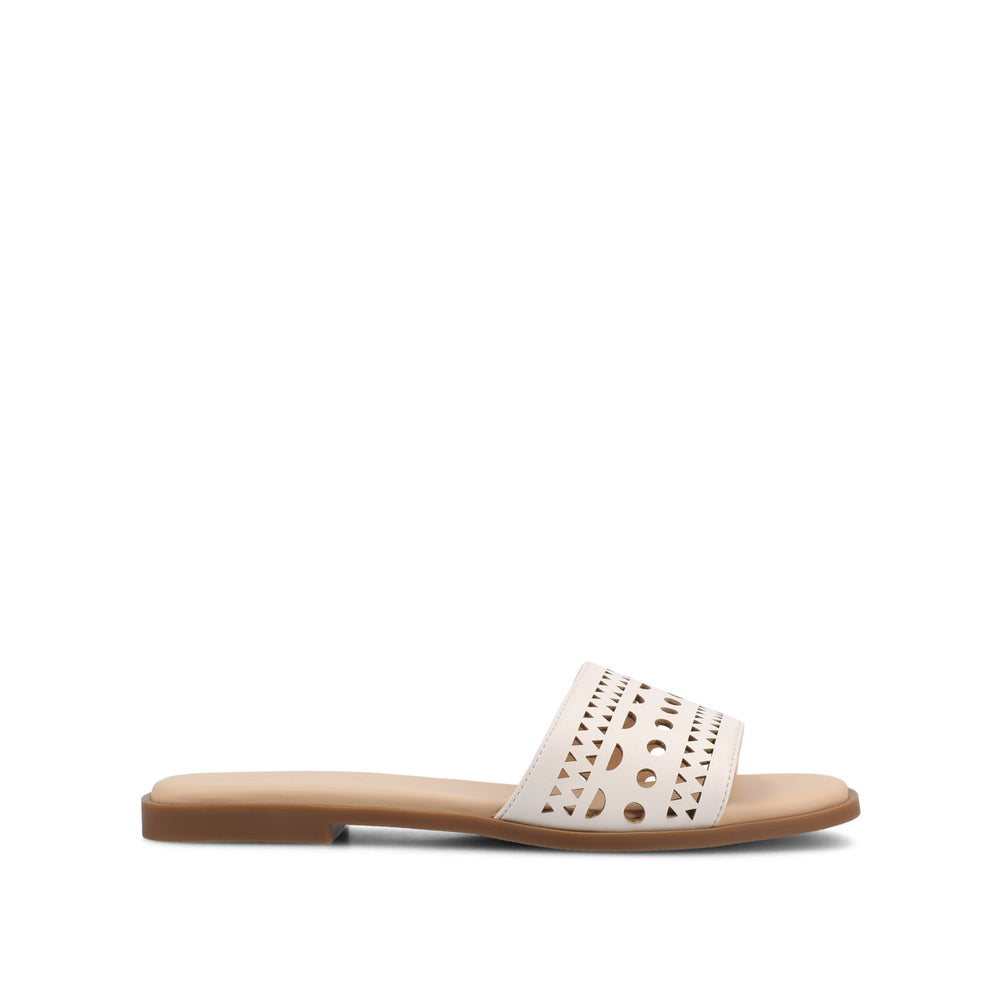 BRODIE SLIDE SANDALS IN FAUX LEATHER