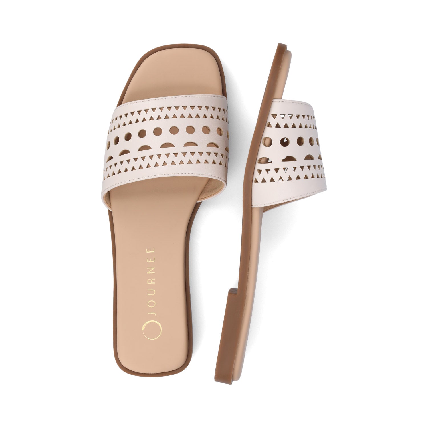 BRODIE SLIDE SANDALS IN VEGAN LEATHER - Bone PU