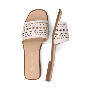 BRODIE SLIDE SANDALS IN VEGAN LEATHER - Bone PU