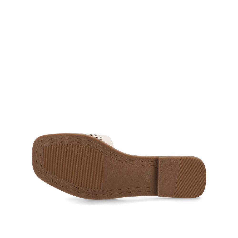 BRODIE SLIDE SANDALS IN FAUX LEATHER