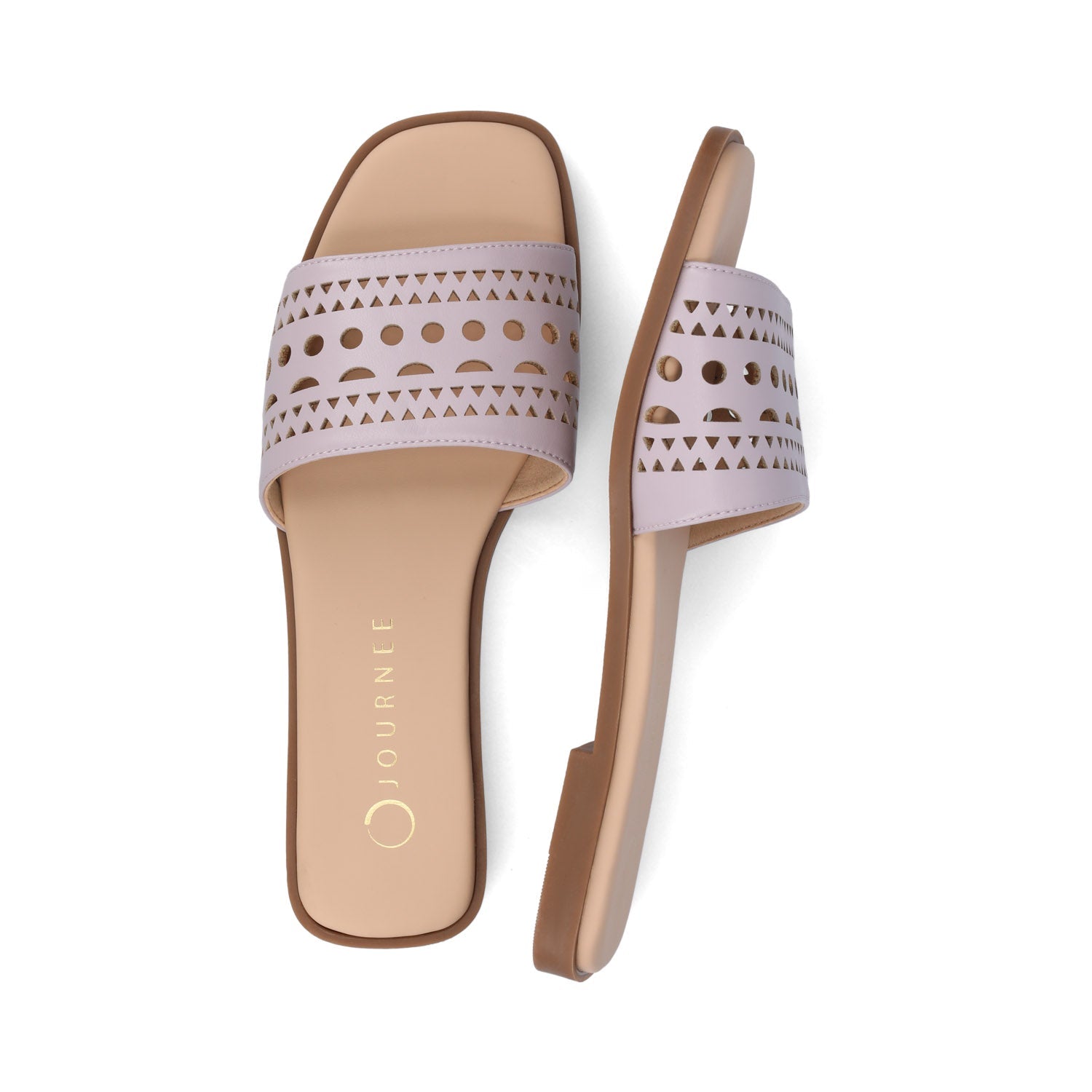 BRODIE SLIDE SANDALS IN VEGAN LEATHER - Lilac PU