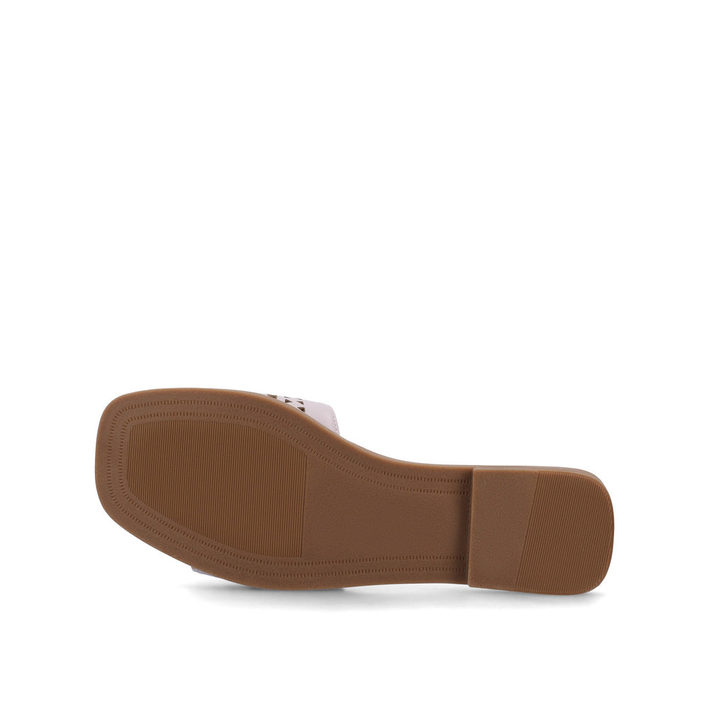 BRODIE SLIDE SANDALS IN FAUX LEATHER