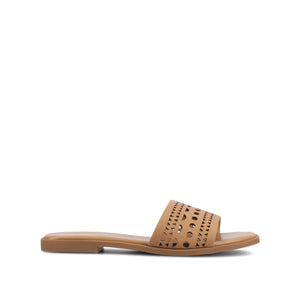BRODIE SLIDE SANDALS IN VEGAN LEATHER - Tan PU