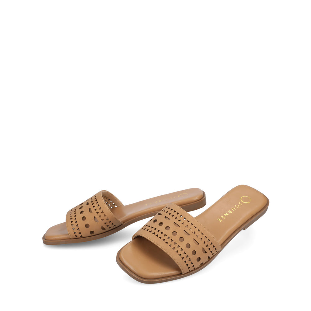 BRODIE SLIDE SANDALS IN FAUX LEATHER