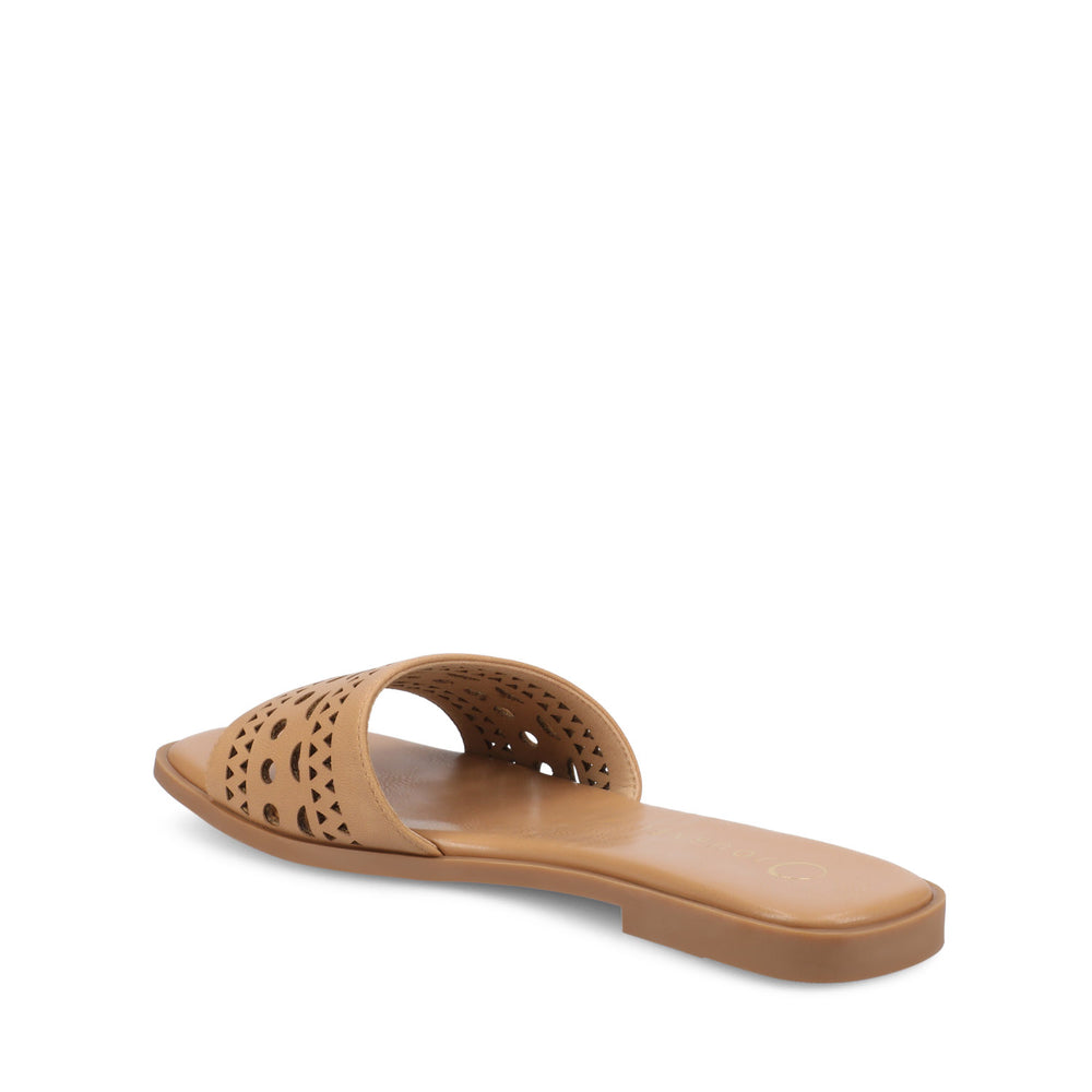 BRODIE SLIDE SANDALS IN FAUX LEATHER