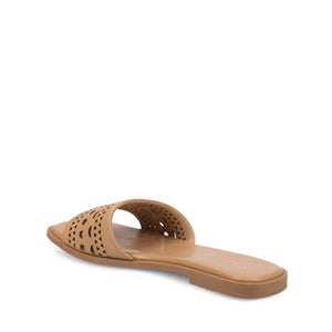 BRODIE SLIDE SANDALS IN VEGAN LEATHER - Tan PU