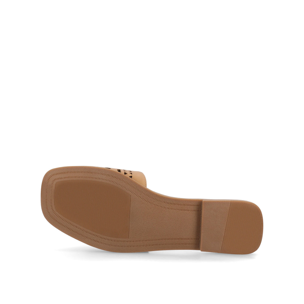 BRODIE SLIDE SANDALS IN FAUX LEATHER