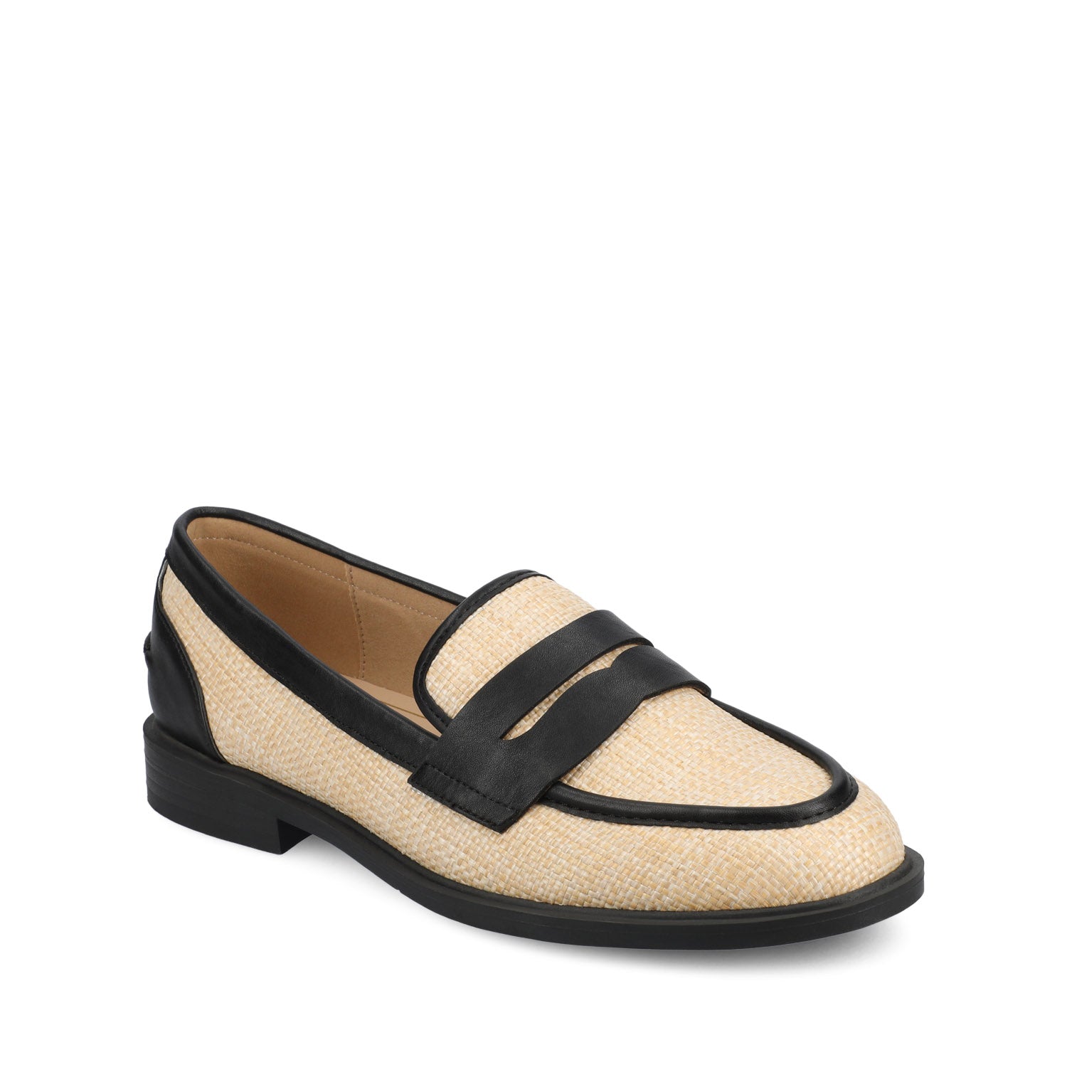BROOKS PENNY LOAFER - Black/Natural Raffia