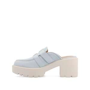 BRYDIE BLOCK HEEL LOAFERS IN VEGAN LEATHER - Light Denim