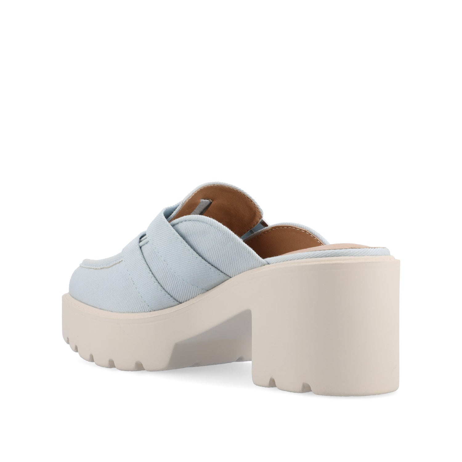 BRYDIE BLOCK HEEL LOAFERS IN VEGAN LEATHER - Light Denim