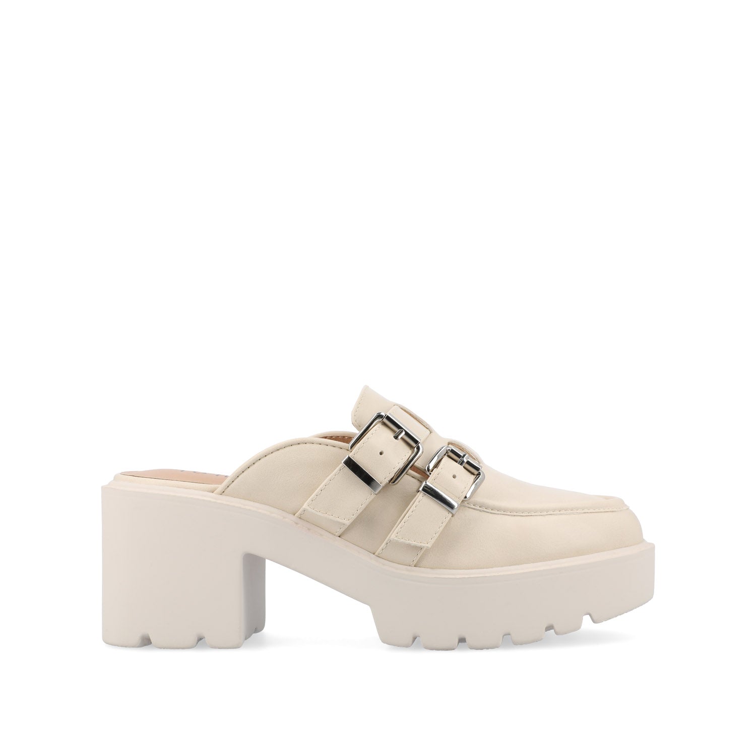 BRYDIE BLOCK HEEL LOAFERS IN VEGAN LEATHER - Off White