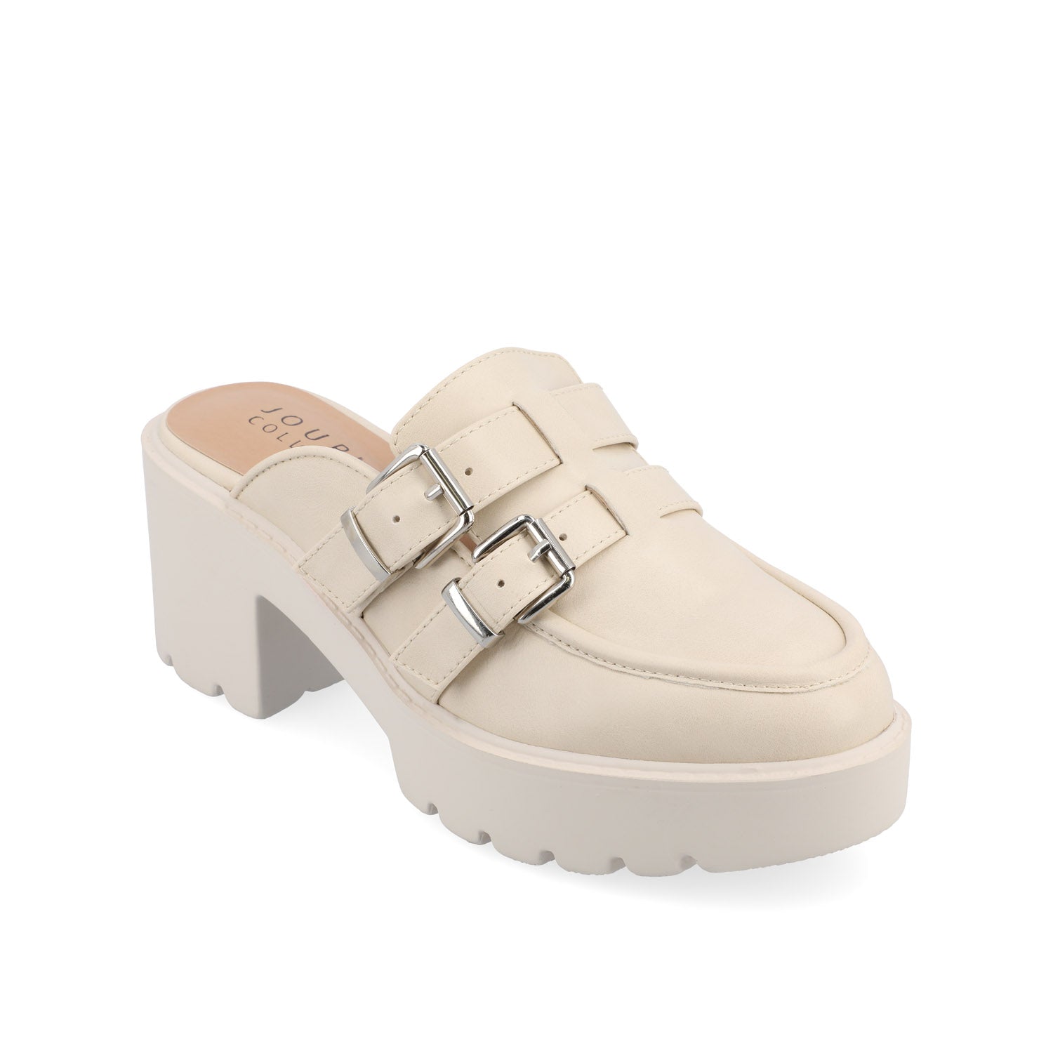 BRYDIE BLOCK HEEL LOAFERS IN VEGAN LEATHER - Off White
